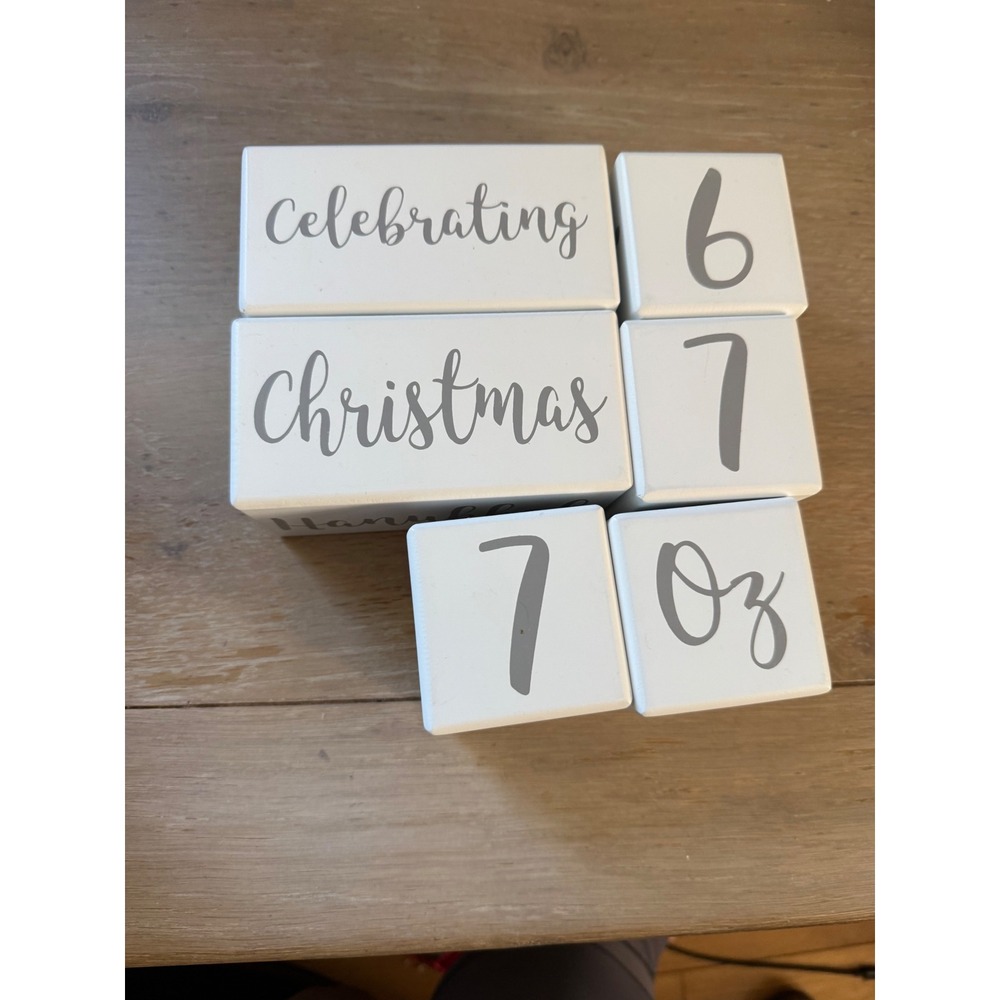 Wooden Baby Milestone Blocks Photo Props White Grey Holiday Growth Tracker 6pc